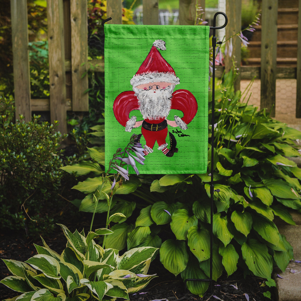 Christmas Santa Fleur de lis Flag Garden Size.