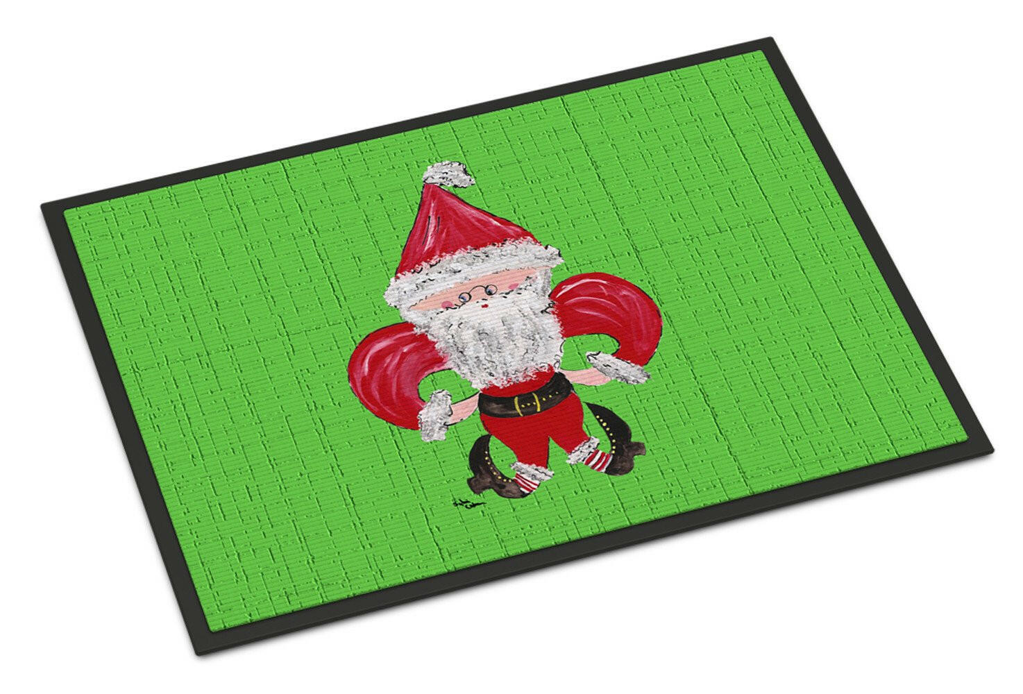 Christmas Fleur de lis Santa Claus Indoor or Outdoor Mat 24x36 - the-store.com