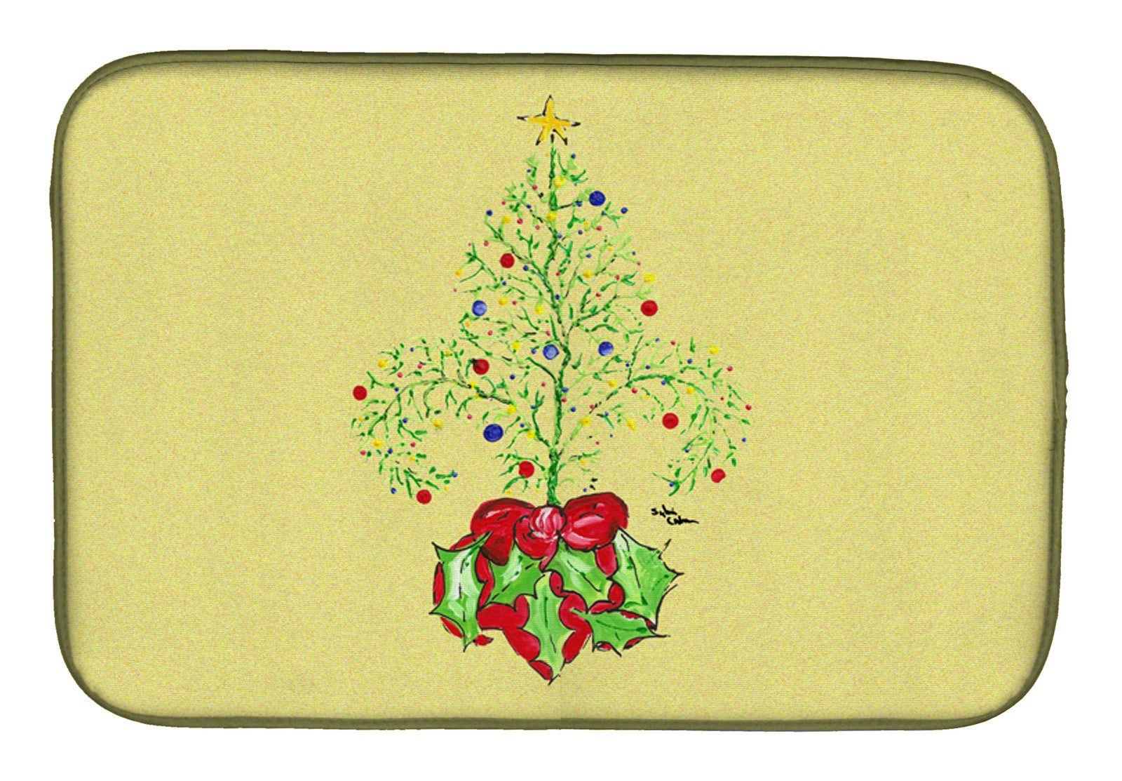 Christmas Tree Fleur de lis Dish Drying Mat 8501DDM  the-store.com.