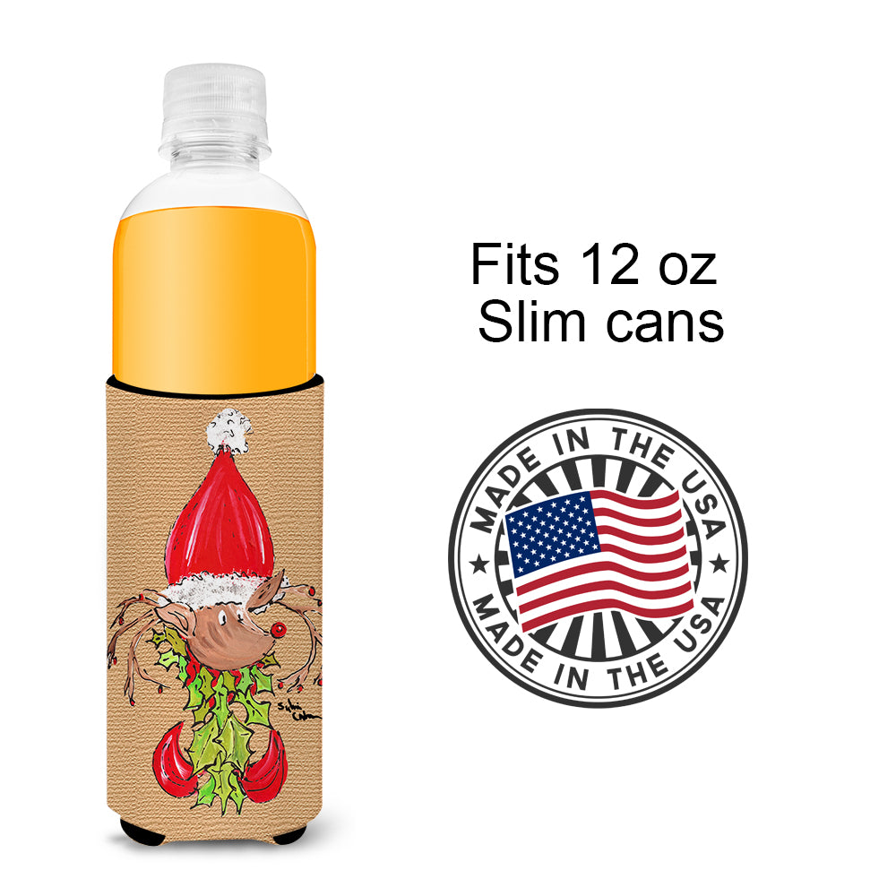 Christmas Reindeer Fleur de lis Ultra Beverage Insulators for slim cans 8502MUK.