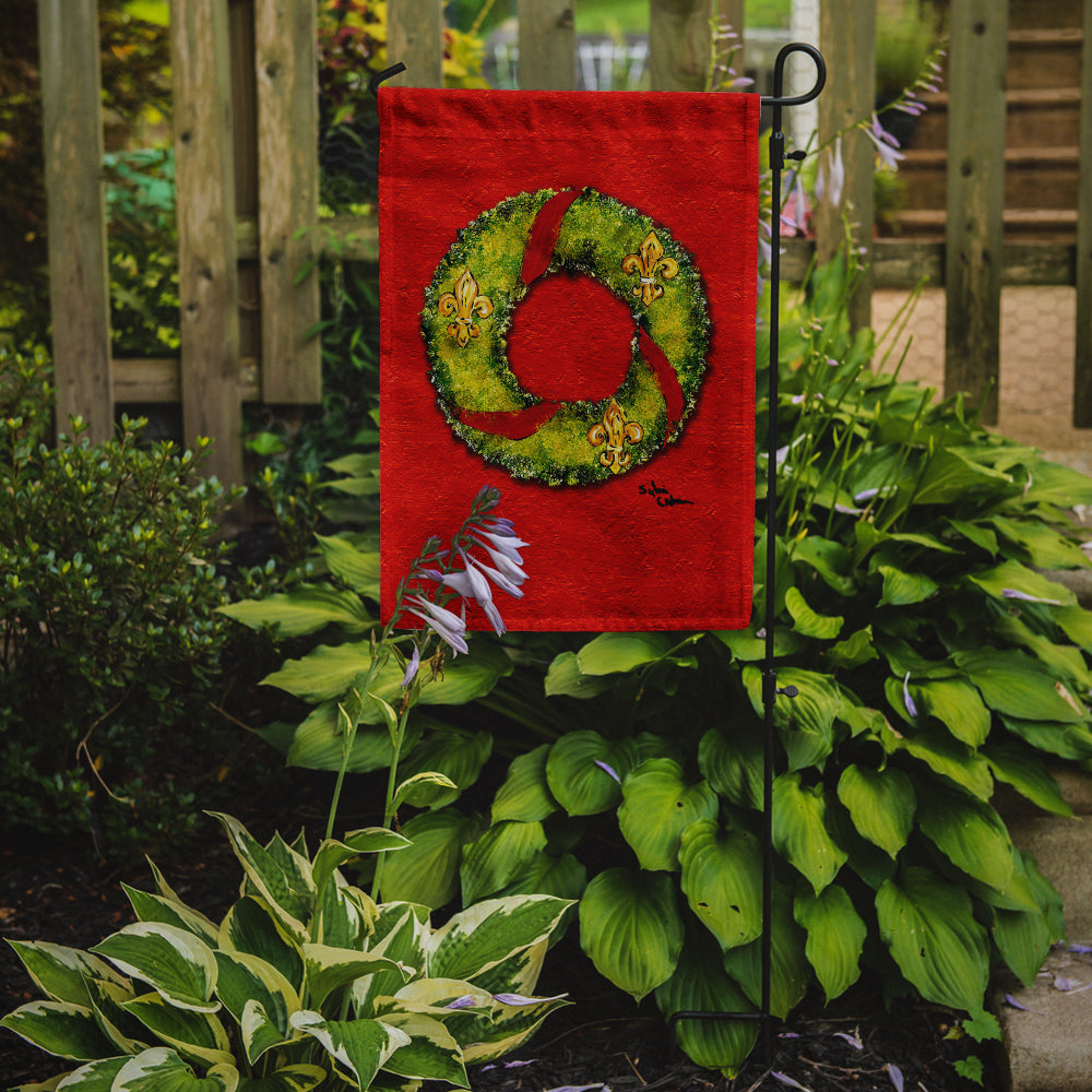 Christmas Wreath Fleur de lis Flag Garden Size.