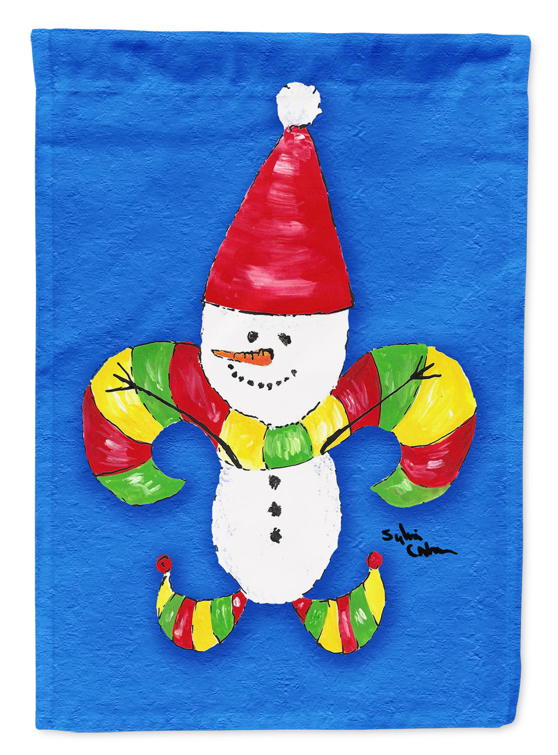 Christmas Snowman Fleur de lis Flag Garden Size.