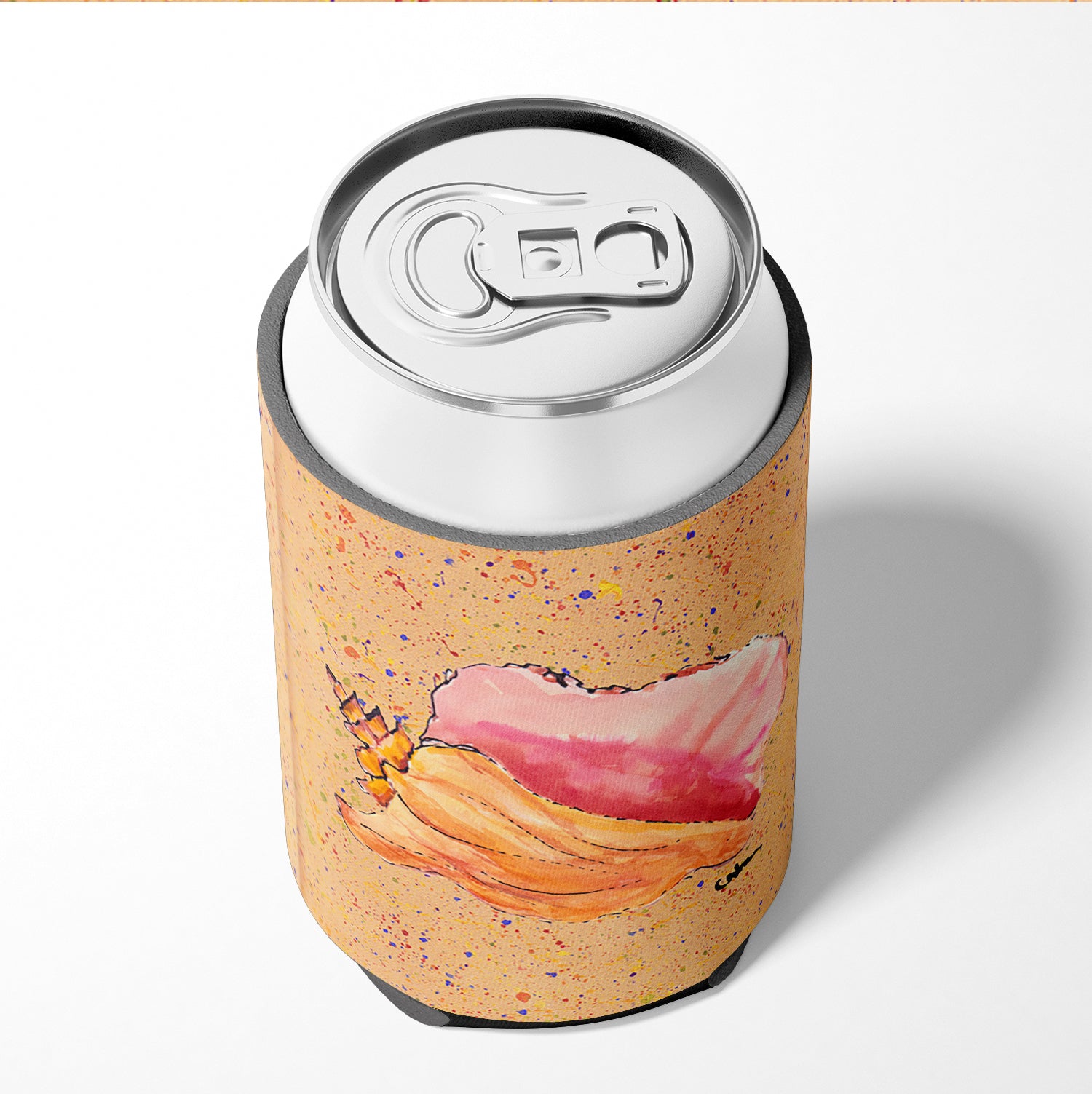 Shell on Coral Can or Bottle Beverage Insulator Hugger.