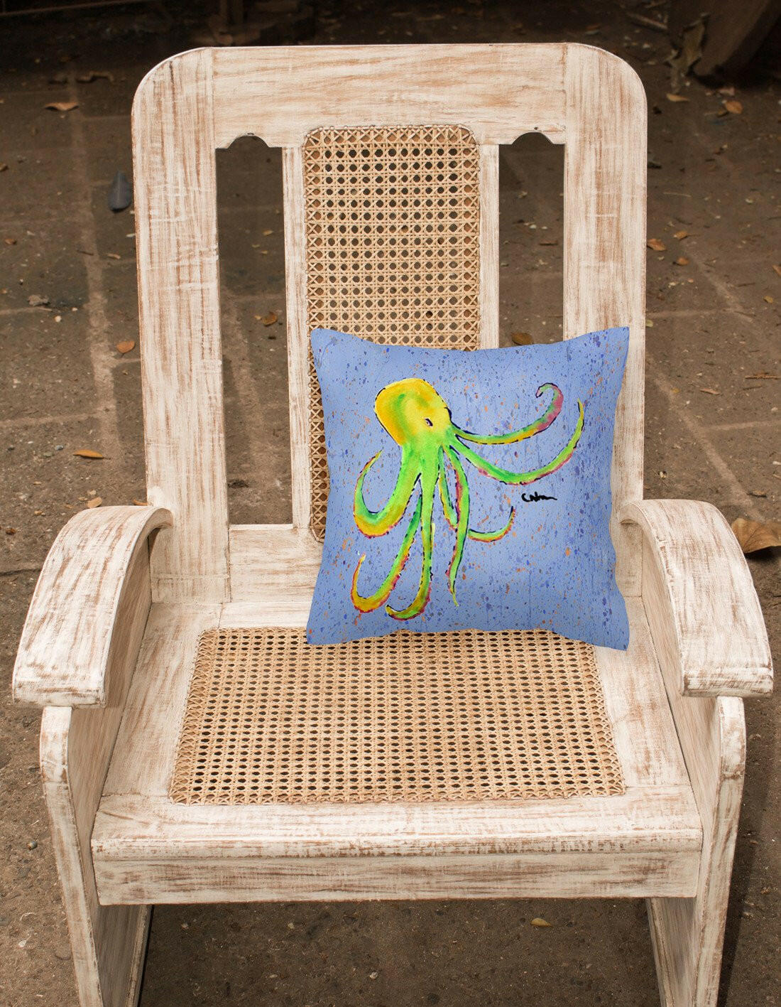 Octopus on Blue Fabric Decorative Pillow 8524PW1414 - the-store.com