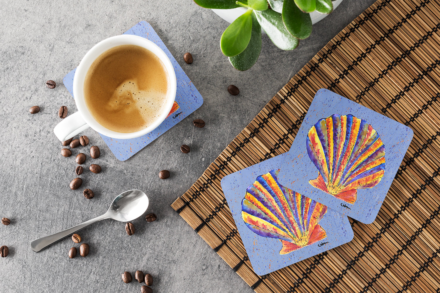 Set of 4 Shells Foam Coasters - the-store.com