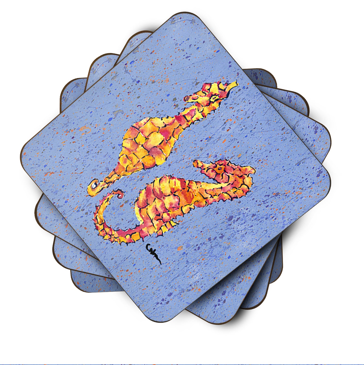 Set of 4 Seahorse Foam Coasters - the-store.com