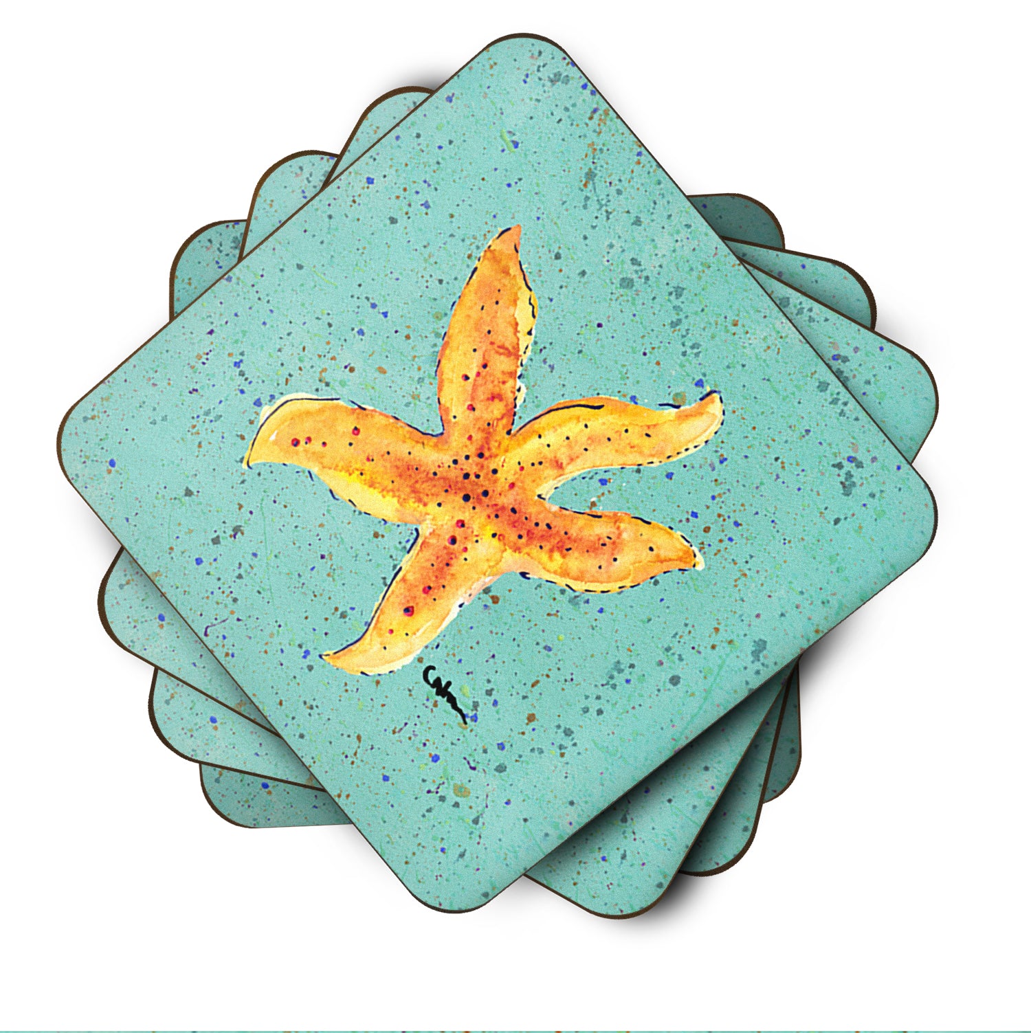 Set of 4 Starfish Foam Coasters - the-store.com