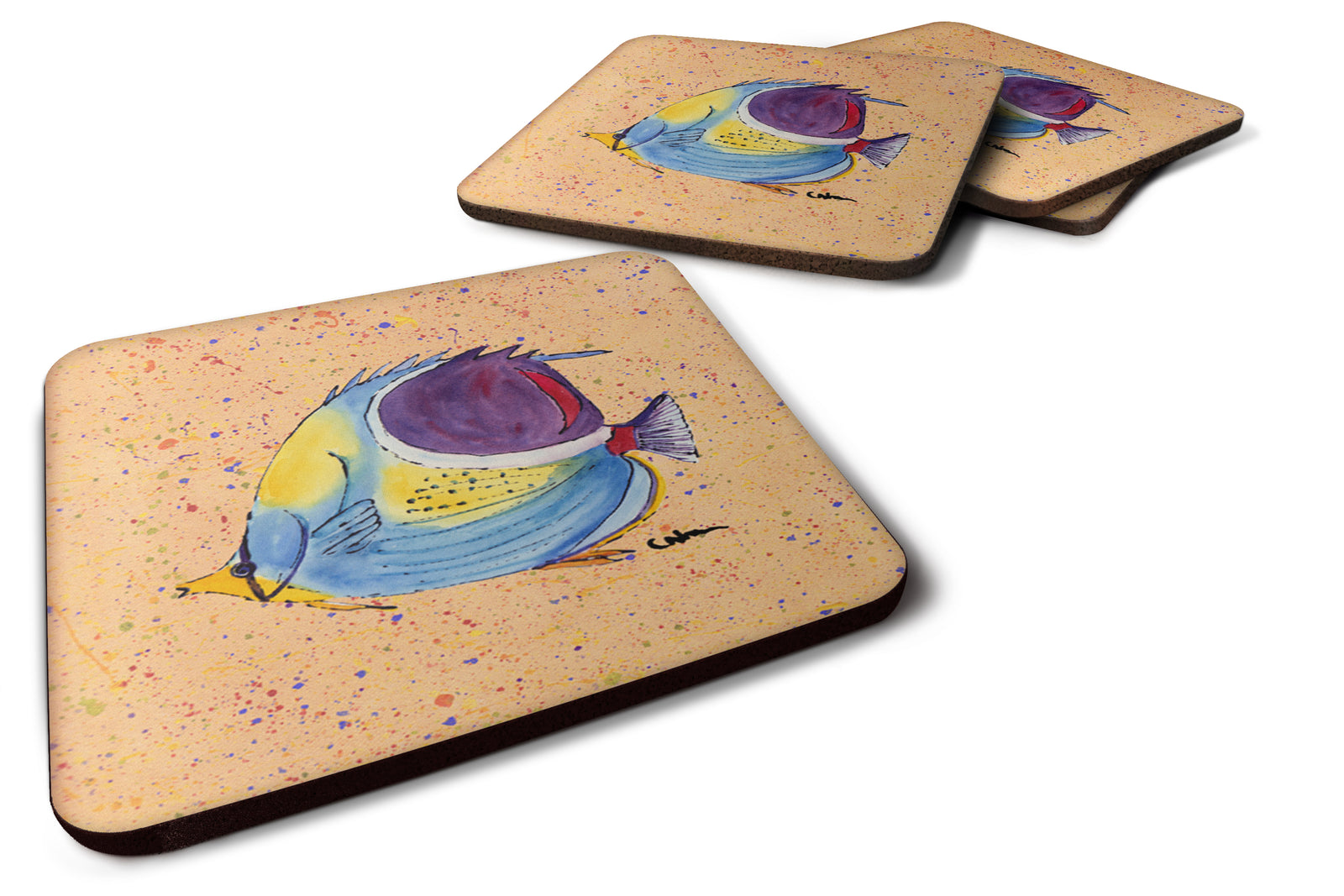 Set of 4 Tropical Fish Foam Coasters - the-store.com