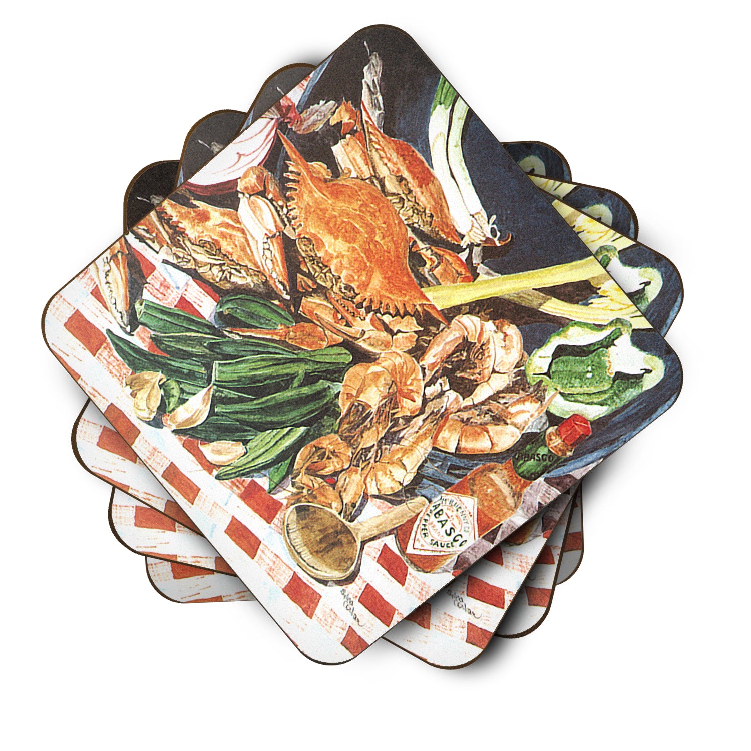 Set of 4 Crab Boil Foam Coasters - the-store.com