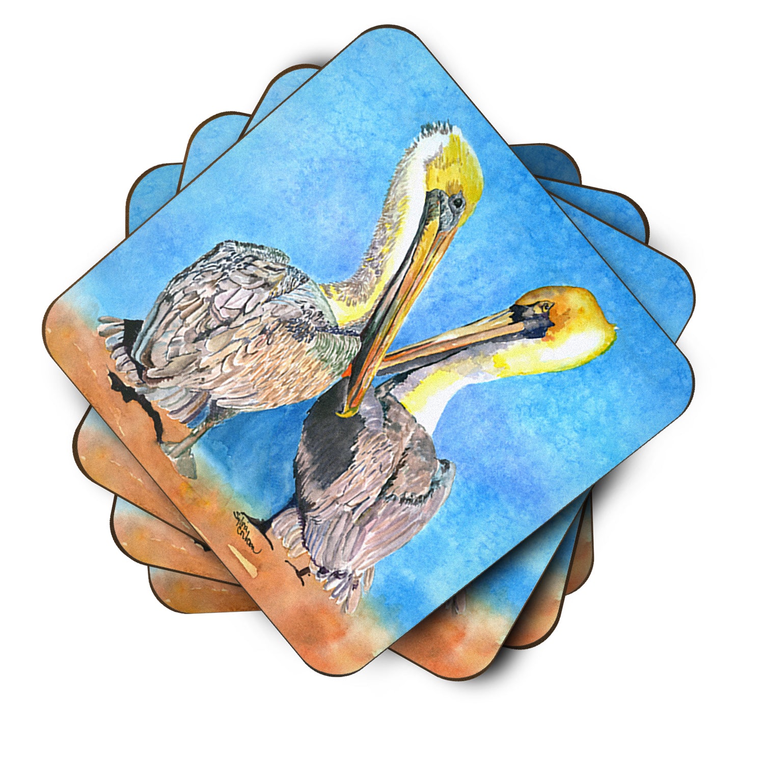 Set of 4 Bird - Pelican Foam Coasters - the-store.com