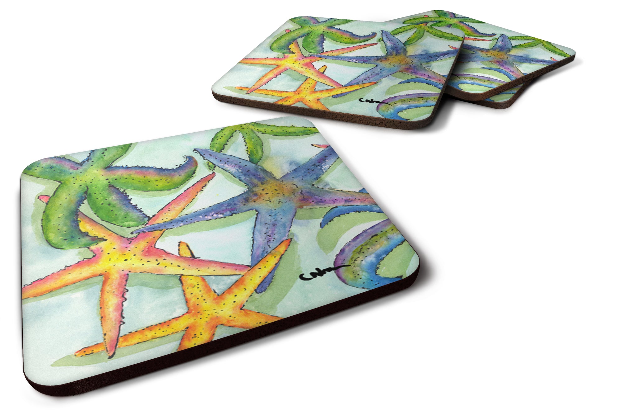 Set of 4 Starfish Foam Coasters - the-store.com