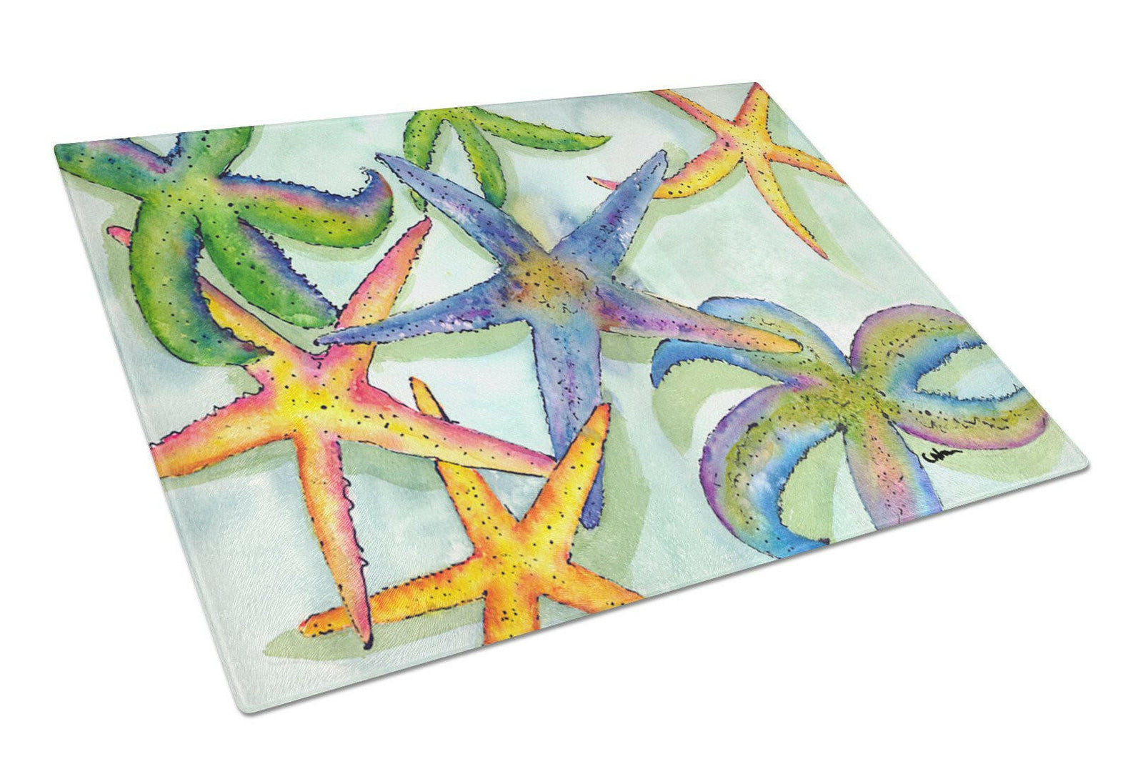 Starfish  Glass Cutting Board Large by Caroline's Treasures