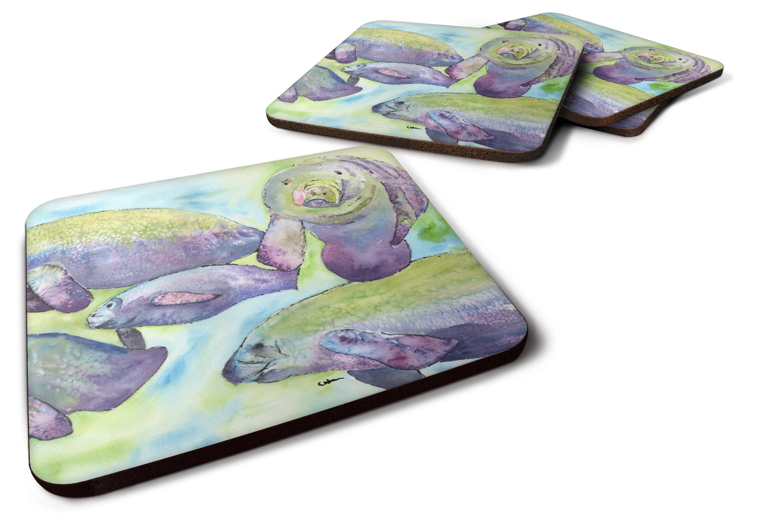 Set of 4 Manatee Foam Coasters - the-store.com