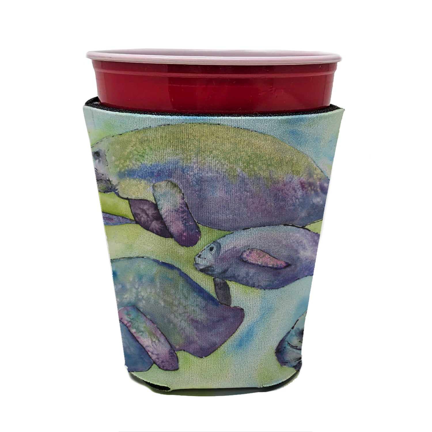 Manatee  Red Cup Beverage Insulator Hugger  the-store.com.