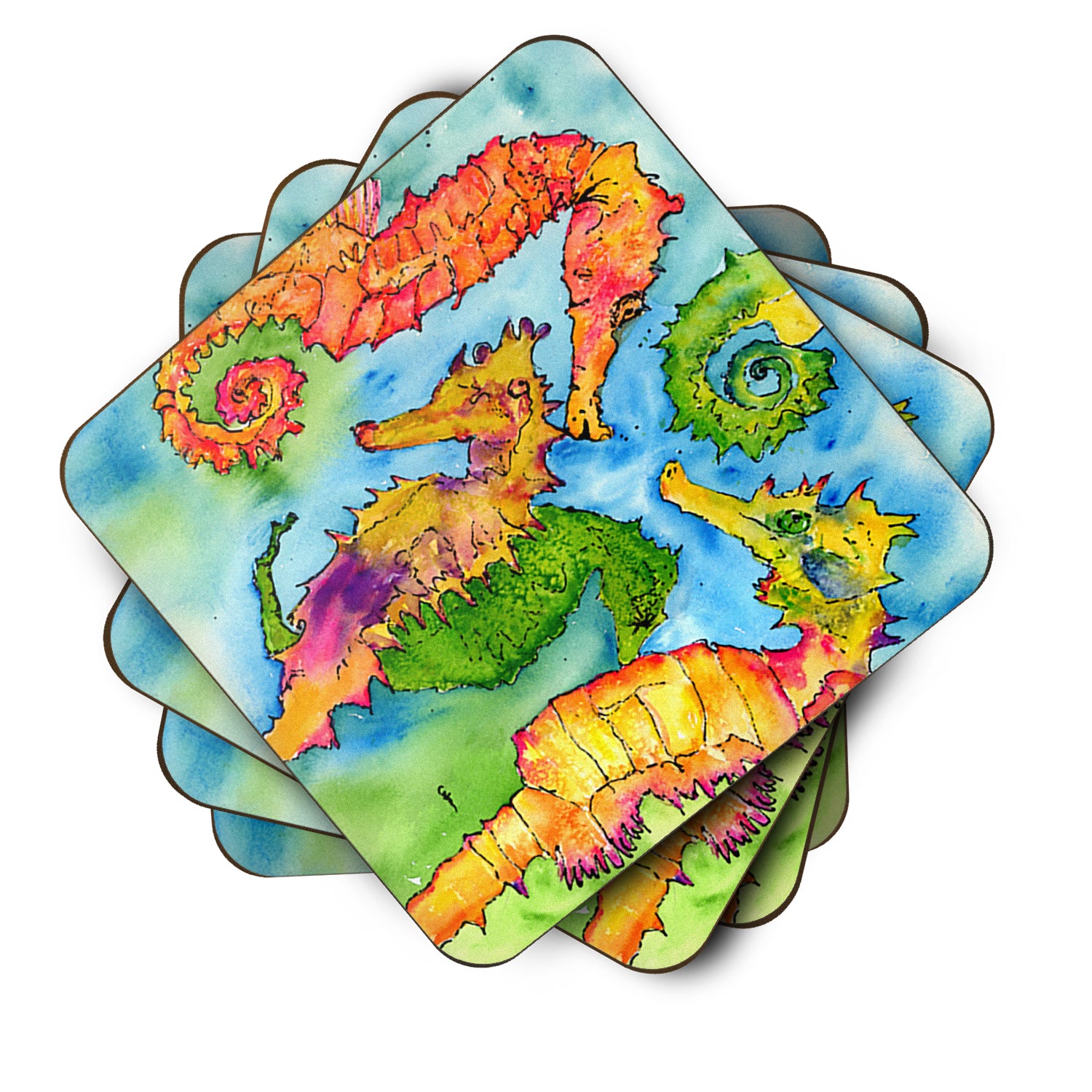 Set of 4 Seahorse Foam Coasters - the-store.com