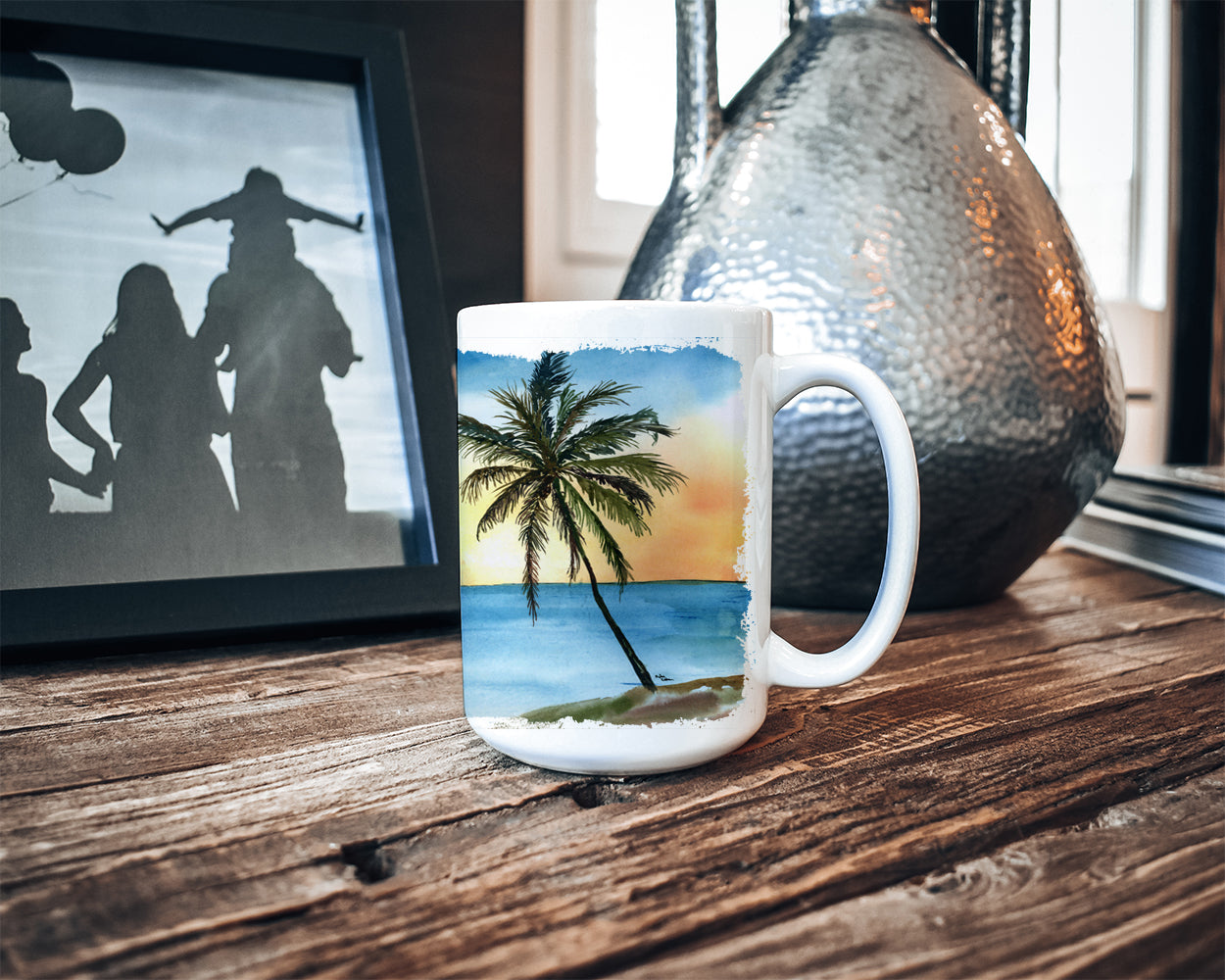 Palm Tree Dishwasher Safe Microwavable Ceramic Coffee Mug 15 ounce 8551CM15  the-store.com.