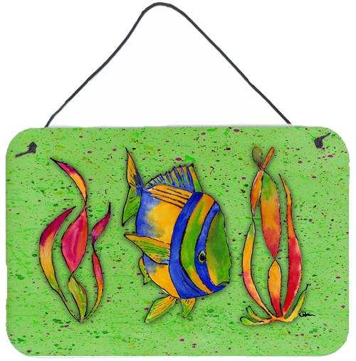 Tropical Fish on Green Aluminium Metal Wall or Door Hanging Prints by Caroline&#39;s Treasures