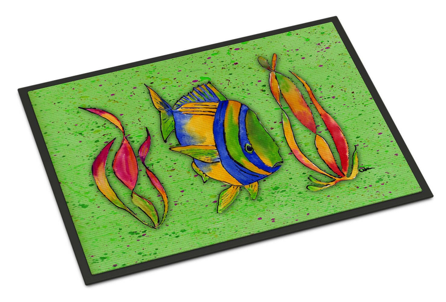 Tropical Fish on Green Indoor or Outdoor Mat 24x36 - the-store.com