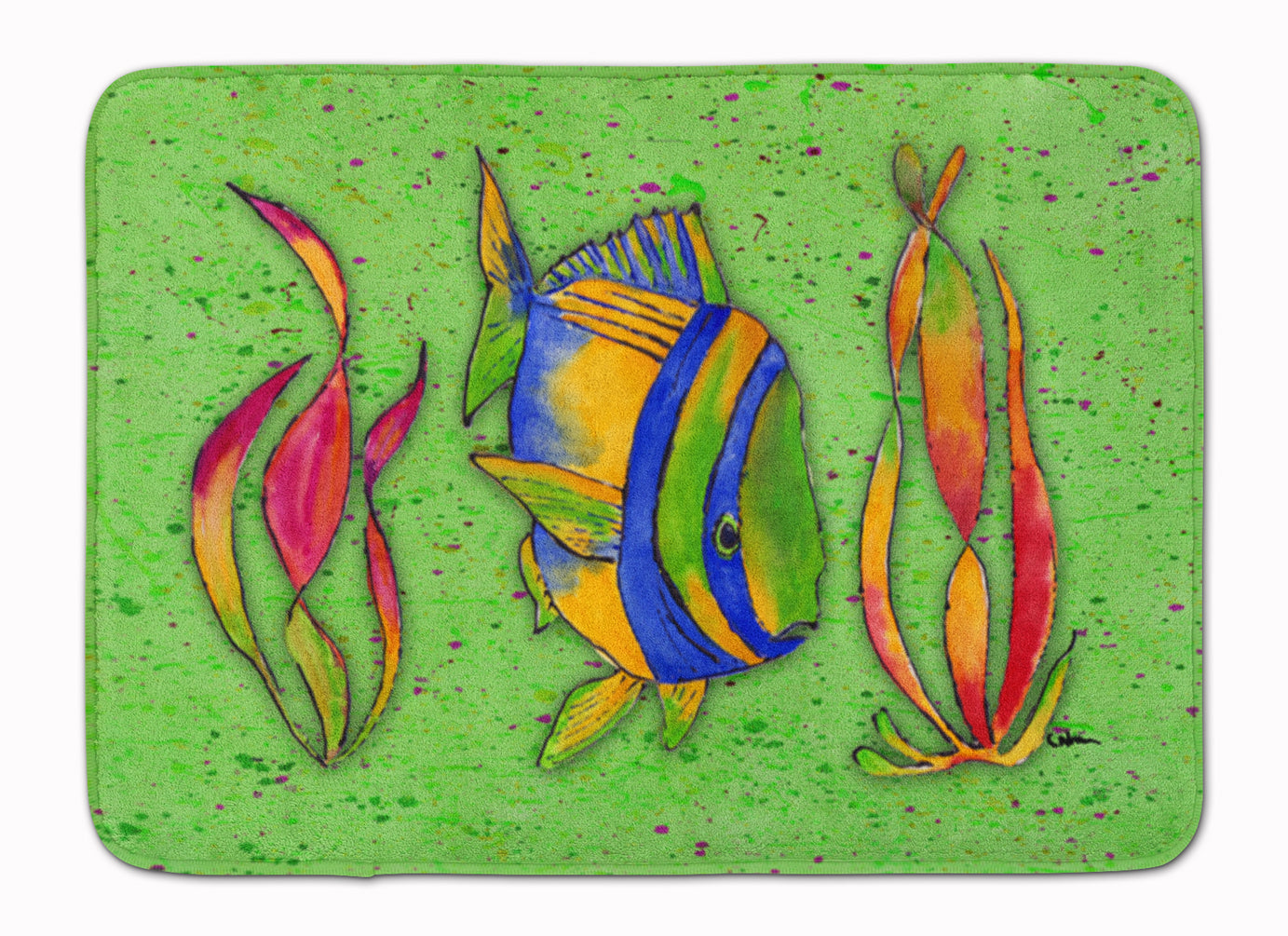 Tropical Fish on Green Machine Washable Memory Foam Mat 8568RUG - the-store.com