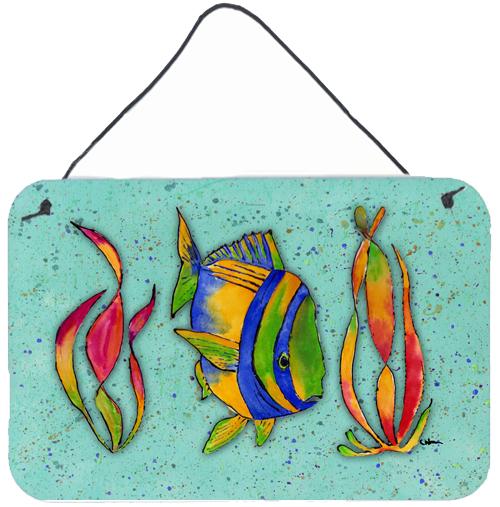 Tropical Fish on Teal Aluminium Metal Wall or Door Hanging Prints by Caroline's Treasures