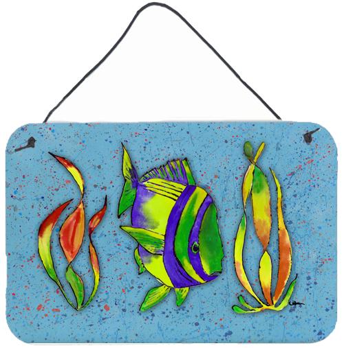 Tropical Fish on Blue Aluminium Metal Wall or Door Hanging Prints by Caroline's Treasures