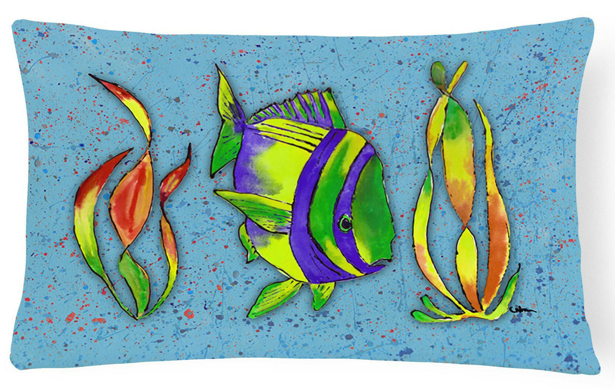 Tropical Fish on Blue   Canvas Fabric Decorative Pillow by Caroline&#39;s Treasures