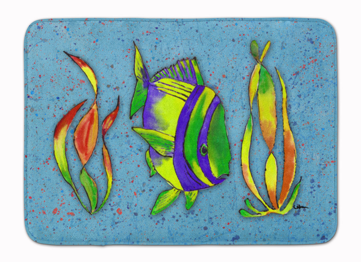 Tropical Fish on Blue Machine Washable Memory Foam Mat 8570RUG - the-store.com