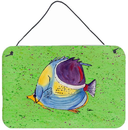 Tropical Fish on Green Aluminium Metal Wall or Door Hanging Prints by Caroline&#39;s Treasures