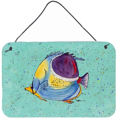 Tropical Fish on Teal Aluminium Metal Wall or Door Hanging Prints by Caroline's Treasures