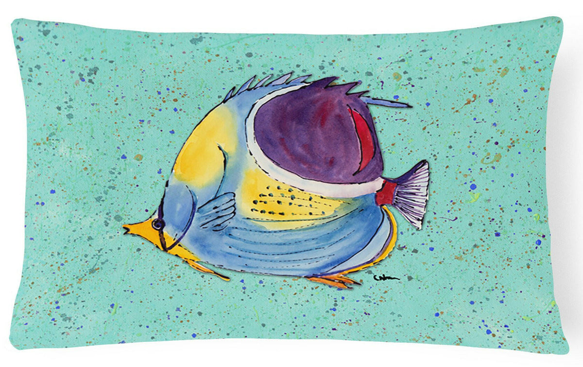 Tropical Fish on Teal   Canvas Fabric Decorative Pillow by Caroline&#39;s Treasures