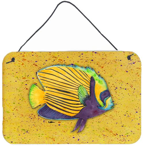 Tropical Fish on Mustard Aluminium Metal Wall or Door Hanging Prints by Caroline's Treasures