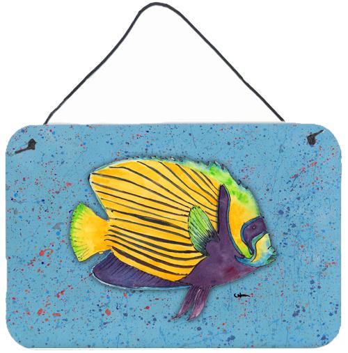 Tropical Fish on Blue Aluminium Metal Wall or Door Hanging Prints by Caroline's Treasures