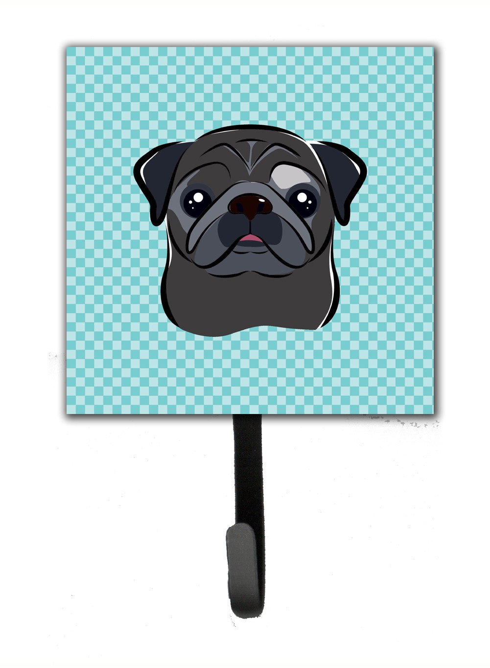 Checkerboard Blue Black Pug Leash or Key Holder BB1201SH4 by Caroline&#39;s Treasures