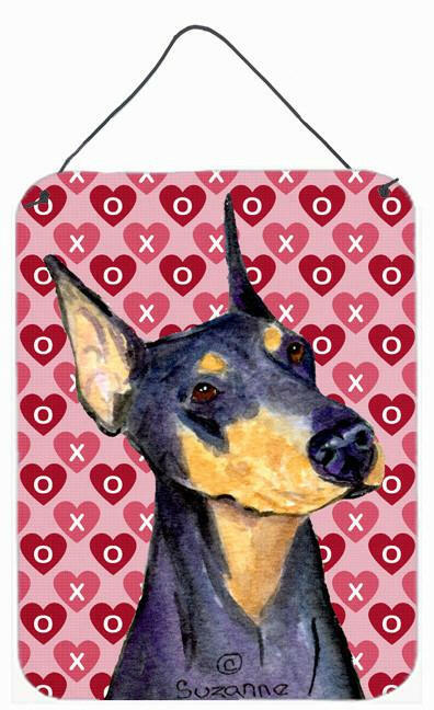 Doberman Hearts Love and Valentine's Day Portrait Wall or Door Hanging Prints by Caroline's Treasures