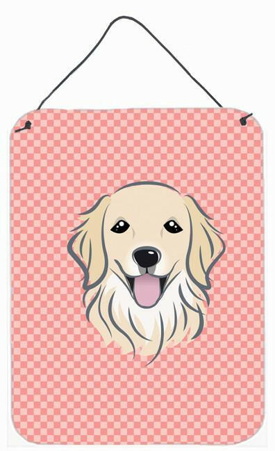 Checkerboard Pink Golden Retriever Wall or Door Hanging Prints BB1205DS1216 by Caroline&#39;s Treasures