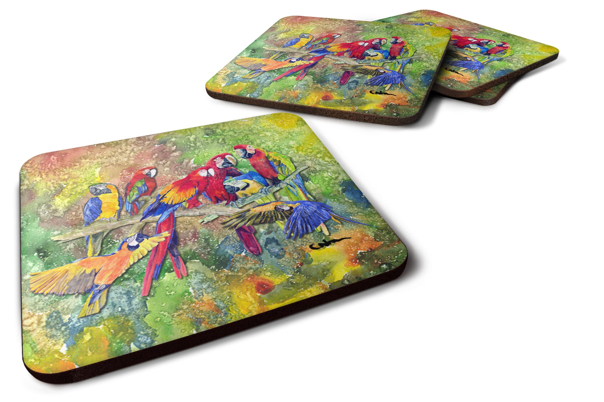 Set of 4 Bird - Parrot Foam Coasters - the-store.com