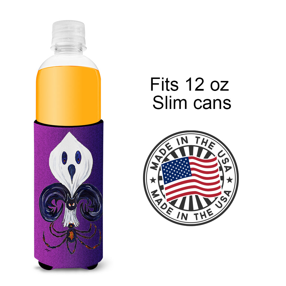 Fleur de lis Ghost Bat Spider Halloween Ultra Beverage Insulators for slim cans 8608MUK.