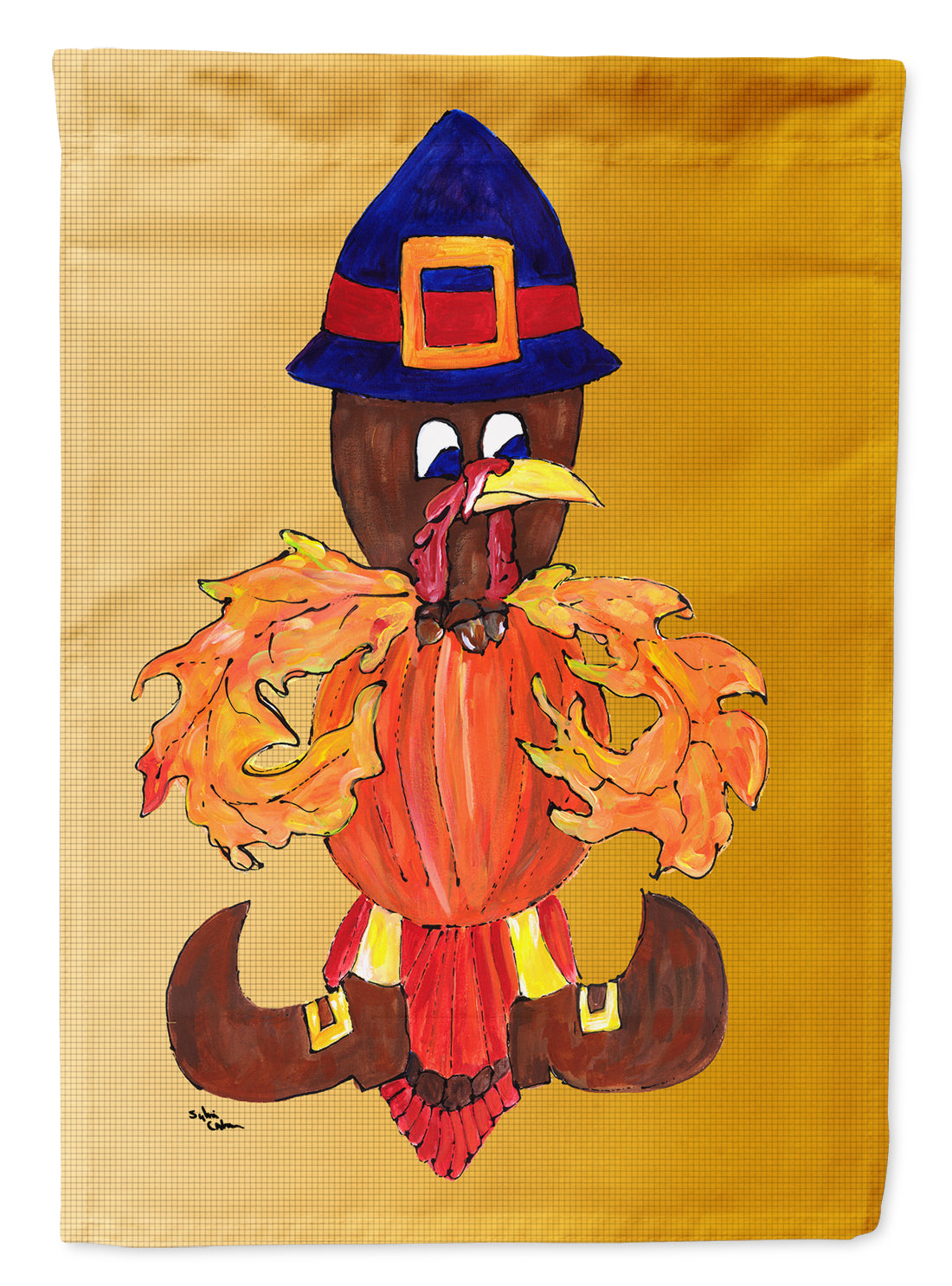 Thanksgiving Turkey Pilgrim Fleur de lis Flag Canvas House Size  the-store.com.