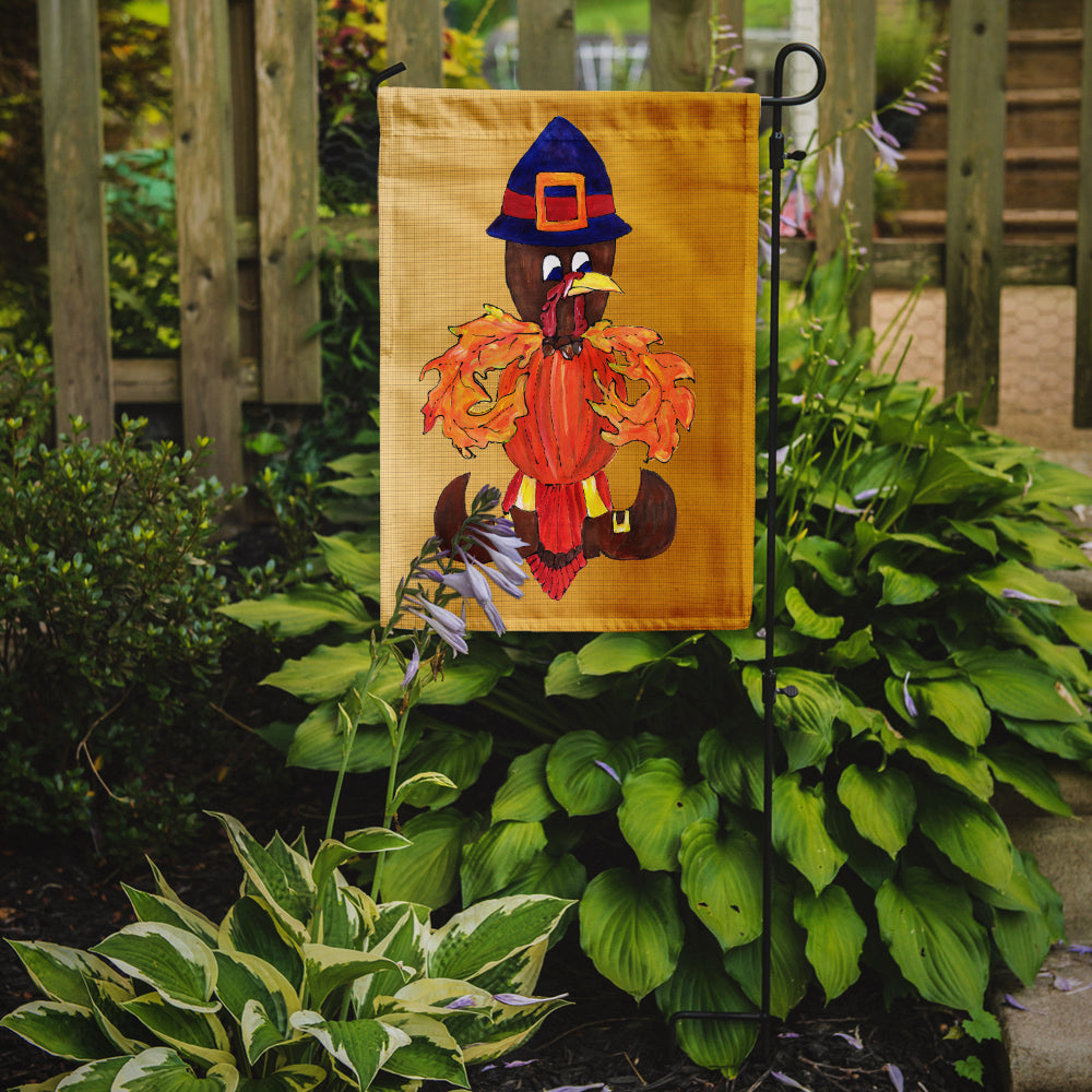 Thanksgiving Turkey Pilgrim Fleur de lis Flag Garden Size.