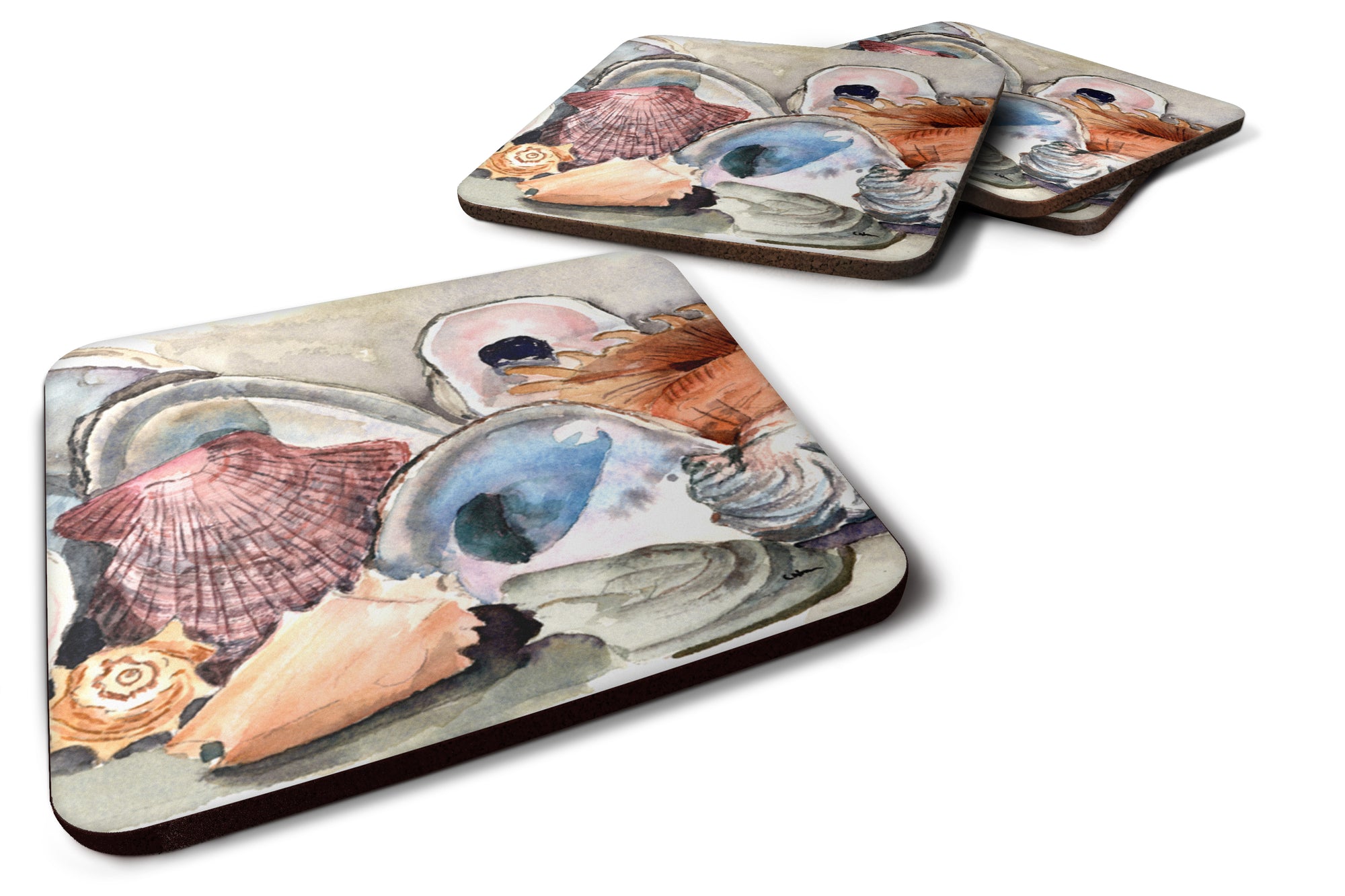 Set of 4 Sea Shells Foam Coasters - the-store.com