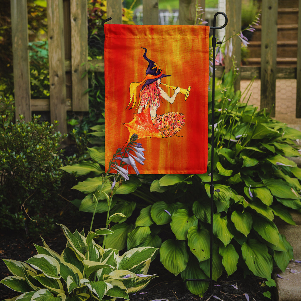 Mermaid in Witches Hat Halloween Flag Garden Size.