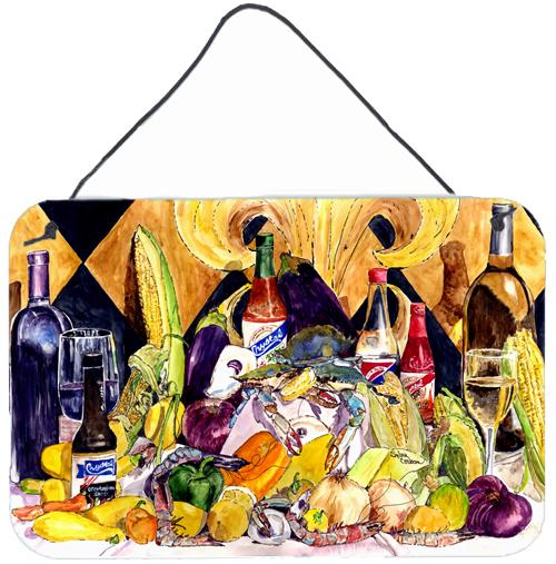 Crystal Hot Sauce with Fleur De lis and Wine Wall or Door Hanging Prints 8638DS812 by Caroline's Treasures