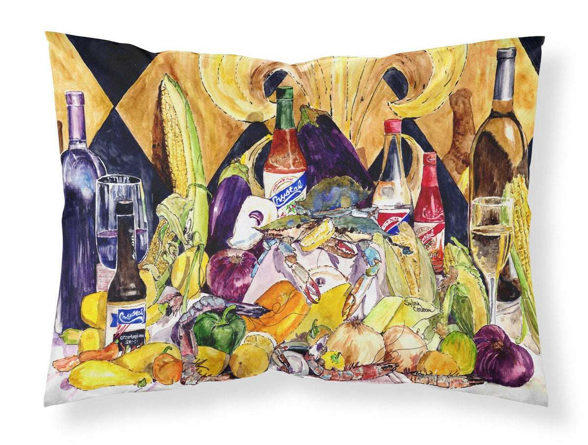 Crystal Hot Sauce with Fleur De lis and Wine Fabric Standard Pillowcase 8638PILLOWCASE by Caroline&#39;s Treasures