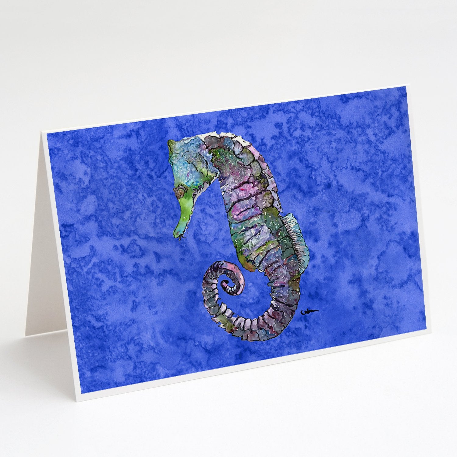 Buy this Seahorse on Blue Greeting Cards and Envelopes Pack of 8