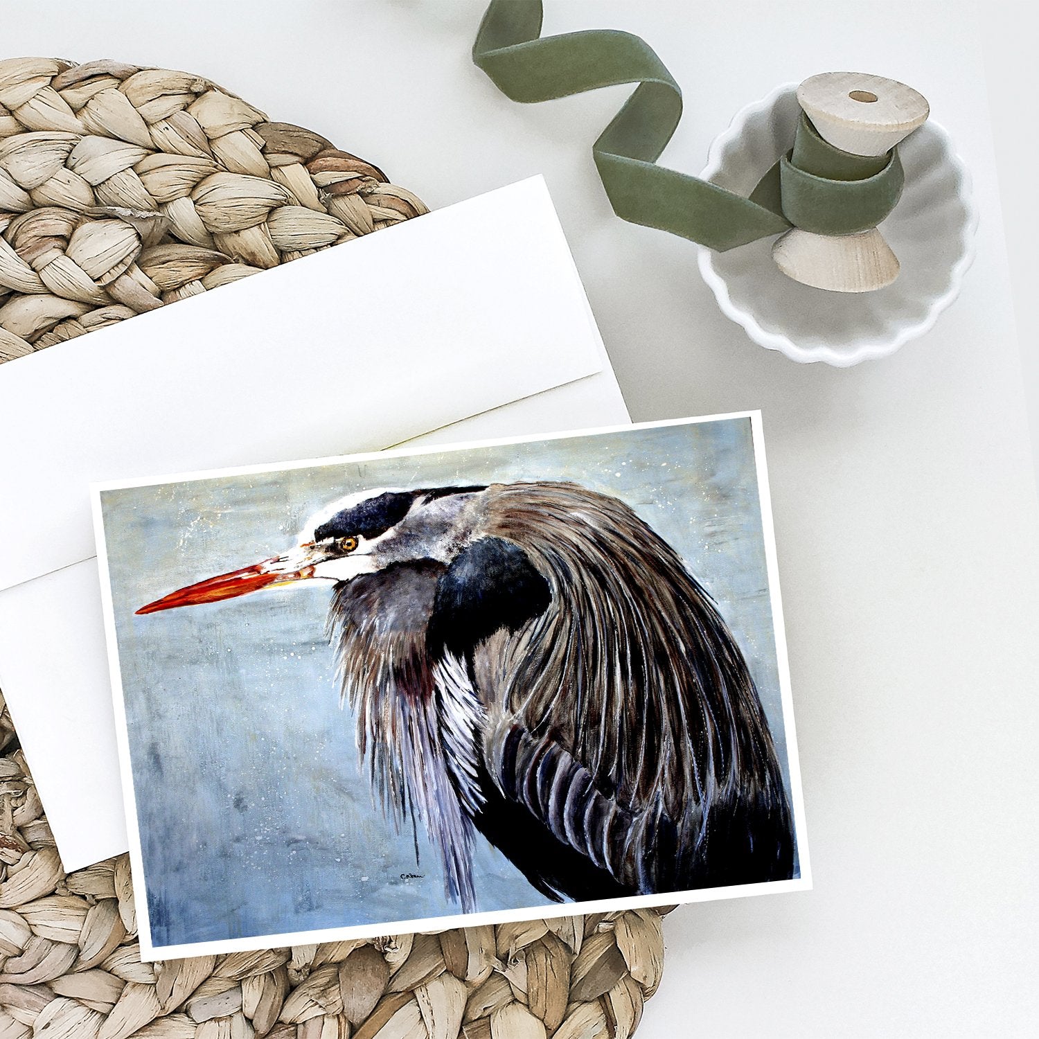 Blue Heron Greeting Cards and Envelopes Pack of 8 - the-store.com