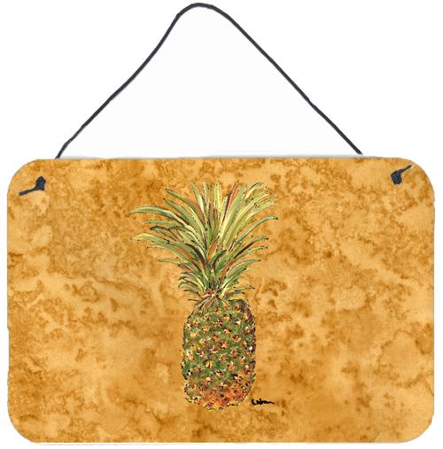 Pineapple  Indoor Aluminium Metal Wall or Door Hanging Prints by Caroline&#39;s Treasures