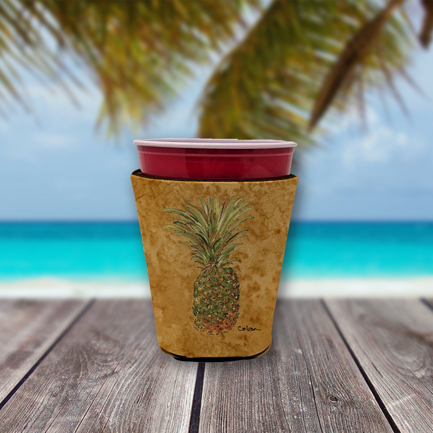 Pineapple  Red Cup Beverage Insulator Hugger  the-store.com.