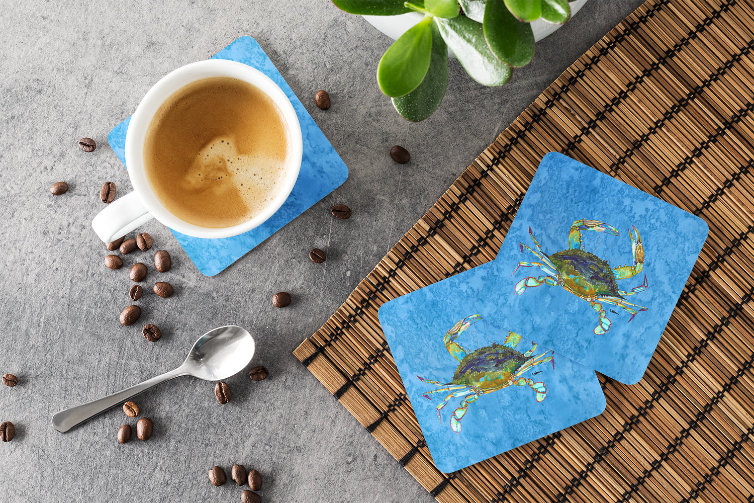 Set of 4 Crab Foam Coasters - the-store.com