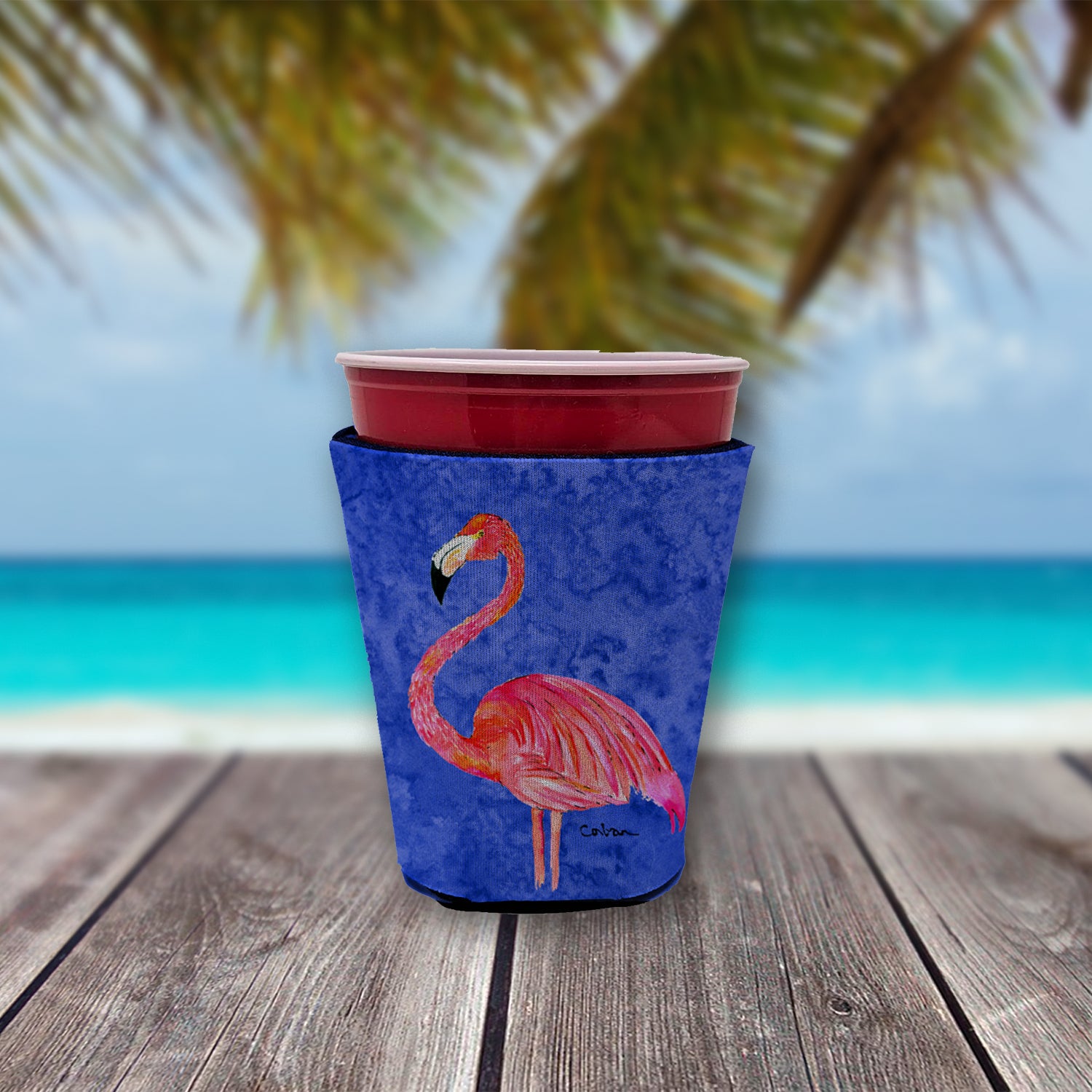 Bird - Flamingo  Red Cup Beverage Insulator Hugger  the-store.com.