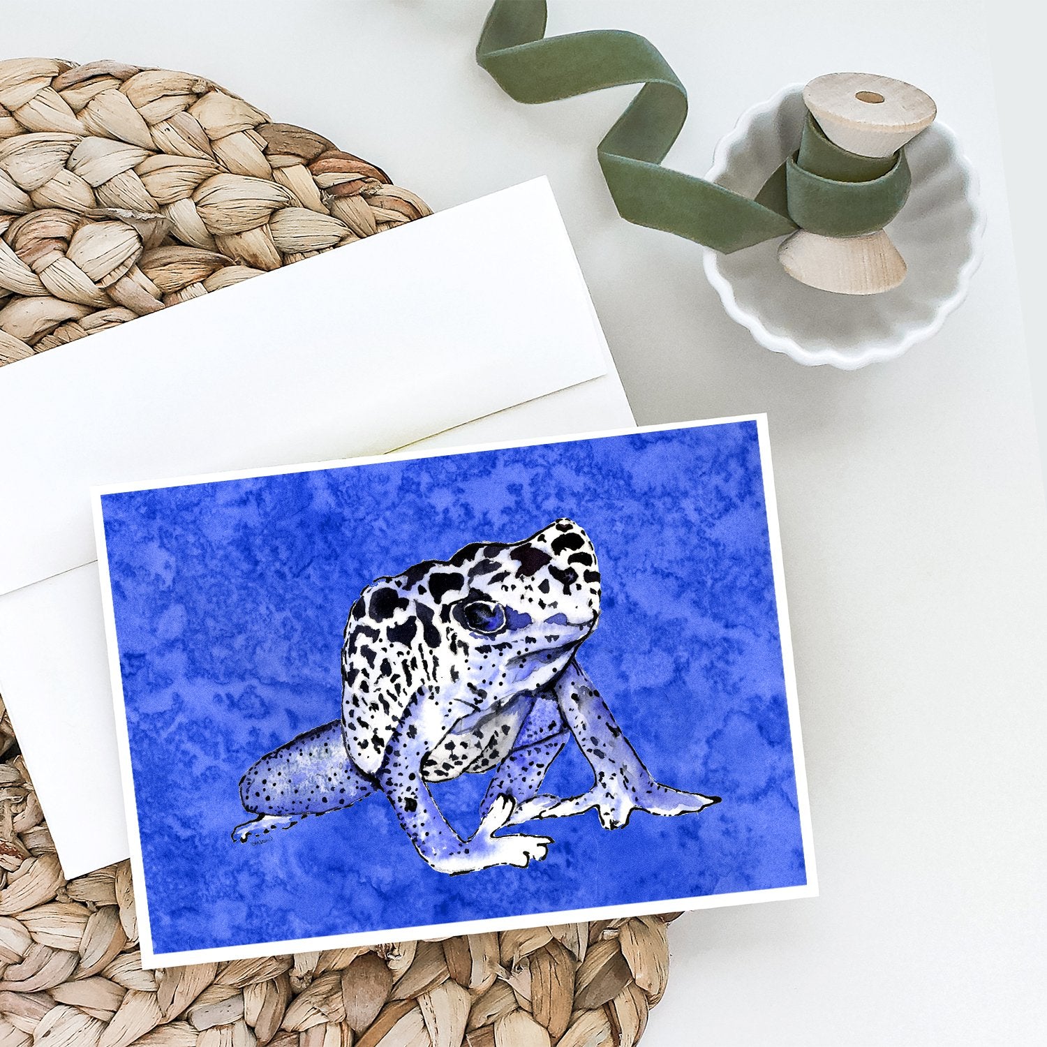 Buy this Frog on Blue Greeting Cards and Envelopes Pack of 8